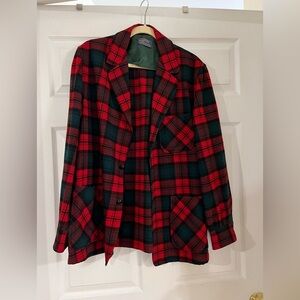 M‎ Vintage PENDLETON 60s Red Plaid Wool Jacket size medium​